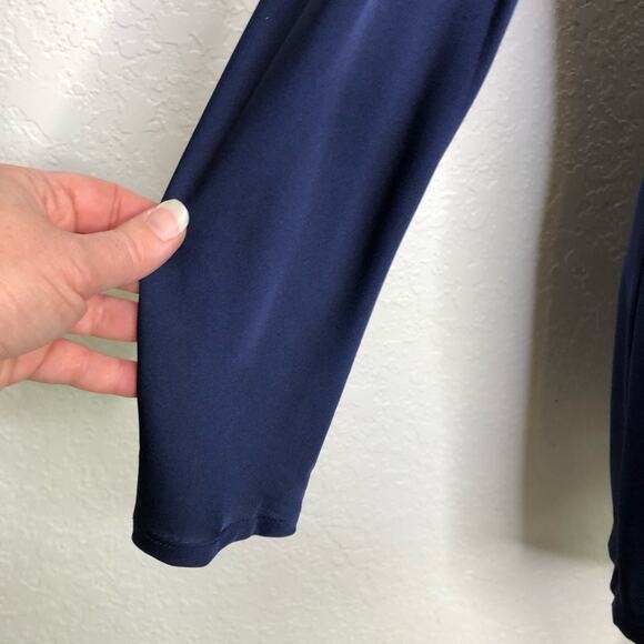 Milly navy blue puff shoulder v neck silk dress size 2 - Picture 7 of 16